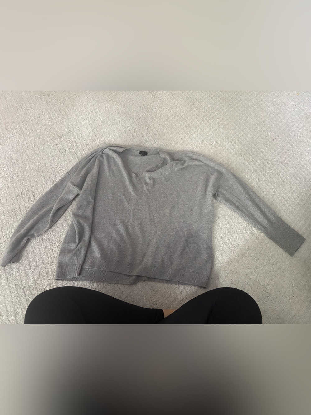 J. Crew 100% Cashmere Light Gray V-Neck Sweater
